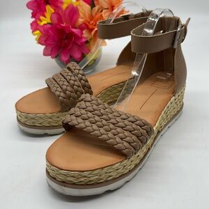 Dolce Vita Rope Espradrille Tan Sandal with Braided Lether Size 11 MCS7179N